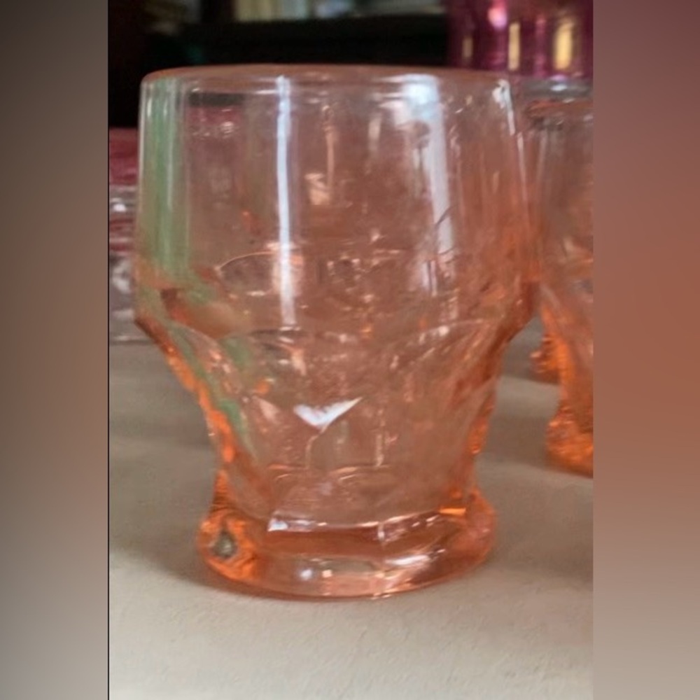 Set of 9 Vintage 1940s Cambridge Georgian Heather Bloom Glass Tumblers 3.5 in.